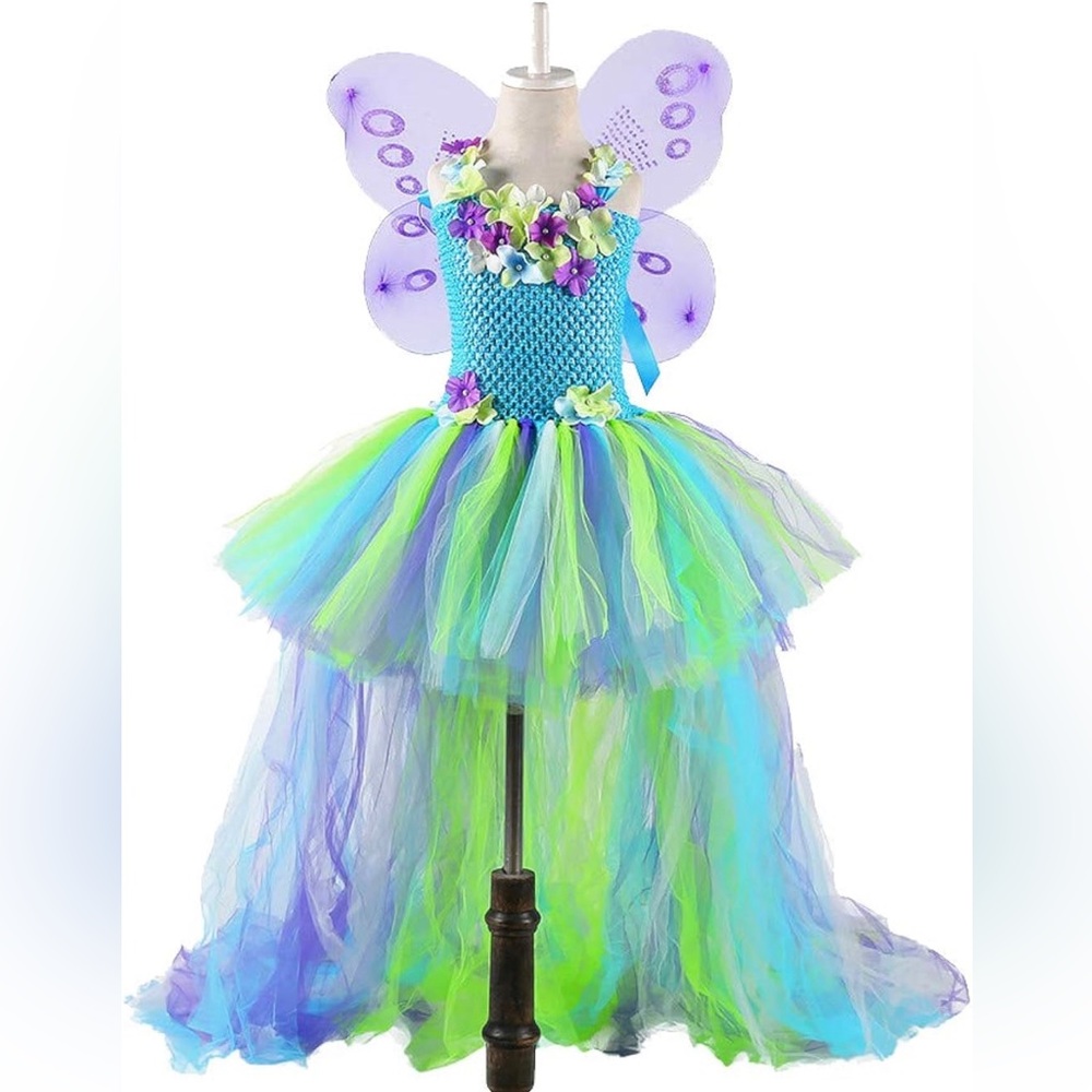 NWT Tutu Dreams Long Train Fairy Princess Dress for Girls Size Large- 6